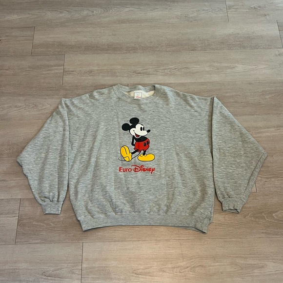 Vintage 90s Rare Disney Mickey Mouse Euro Disney Crewneck Sweatshirt - Picture 1 of 5